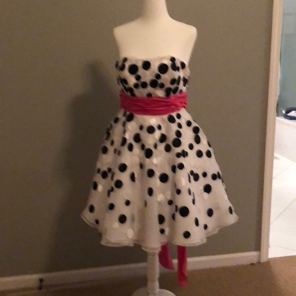 Jovani polka dot strapless dress